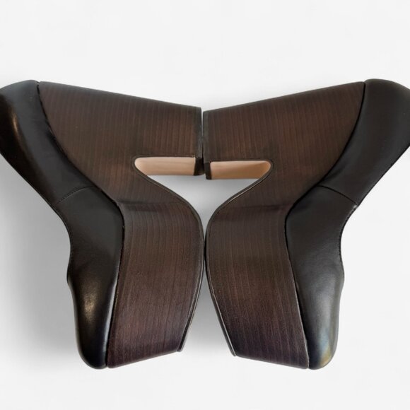 Office London Chunky Platform Heels Black Leather Ankle Strap 40/9 - Picture 5 of 9